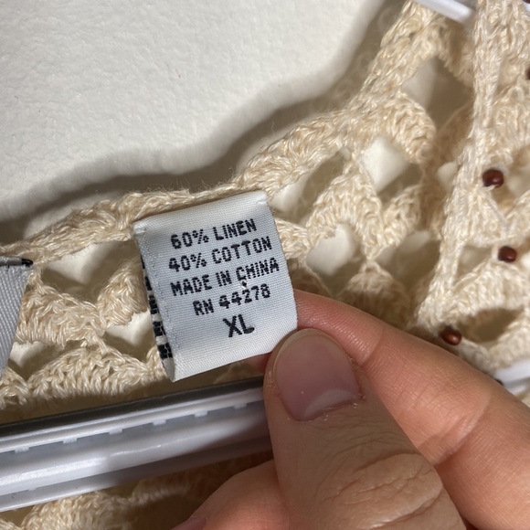 Marisa Christina linen blend beaded open knit crochet cardigan size XL - Picture 10 of 12